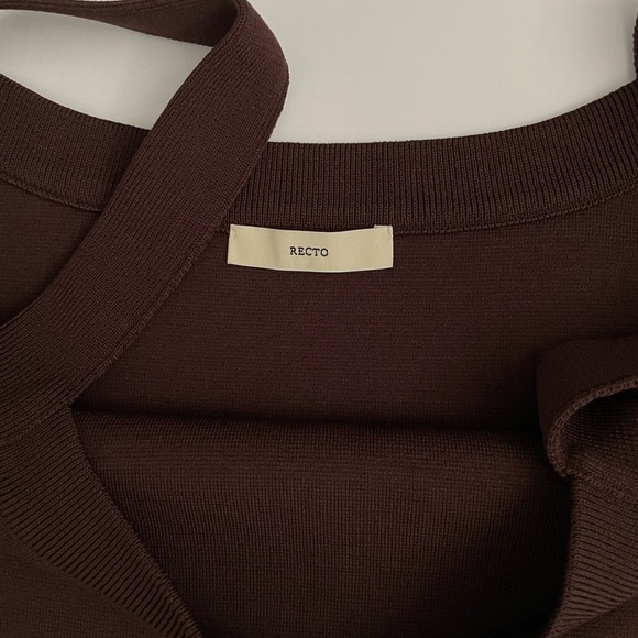 RECTO Brown Curved Neck Tank Top Ribbed knit medium - Picture 3 of 7